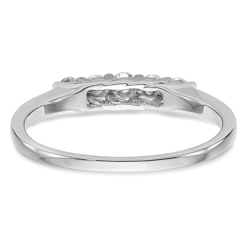 14K Weißgold Ring mit 5 echten Diamanten