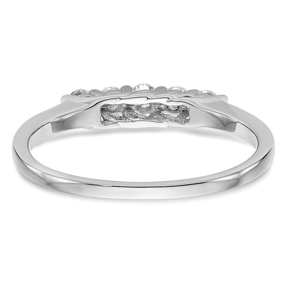 14K Weißgold Ring mit 5 echten Diamanten
