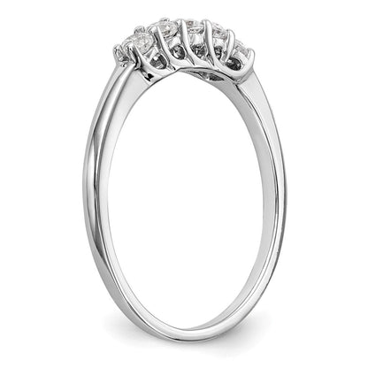 14K Weißgold Ring mit 5 echten Diamanten