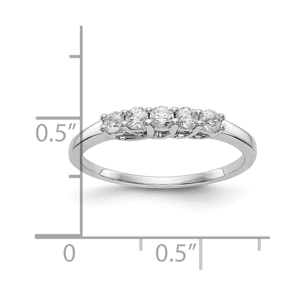 14K Weißgold Ring mit 5 echten Diamanten