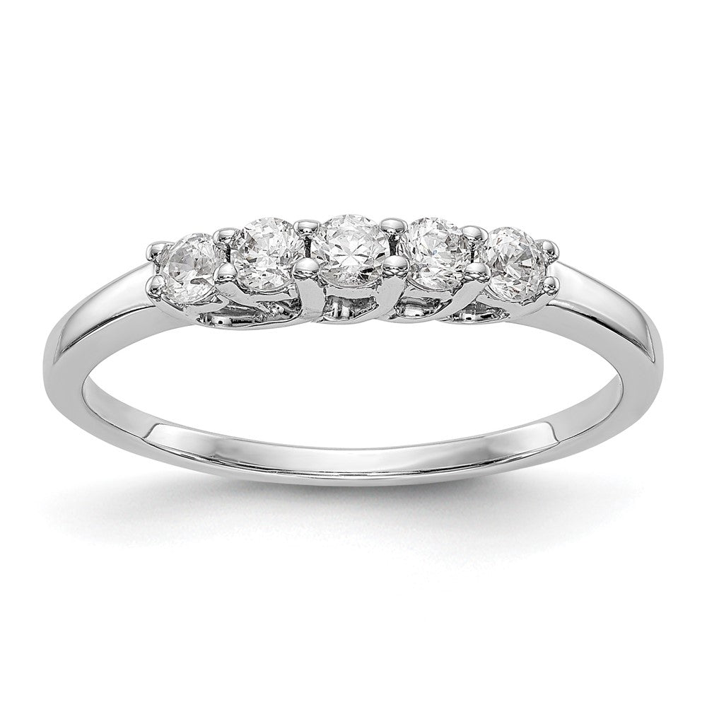 14K Weißgold Ring mit 5 echten Diamanten