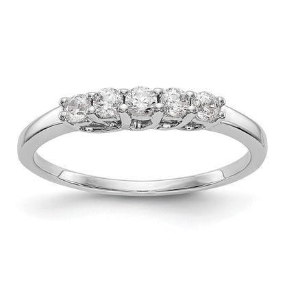 585 Weißgold 5-Stein-Ring mit natürlichen Diamanten