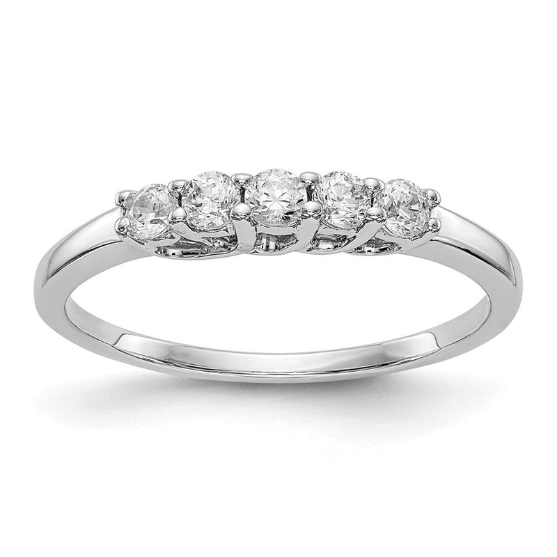 585 Weißgold 5-Stein-Ring mit natürlichen Diamanten