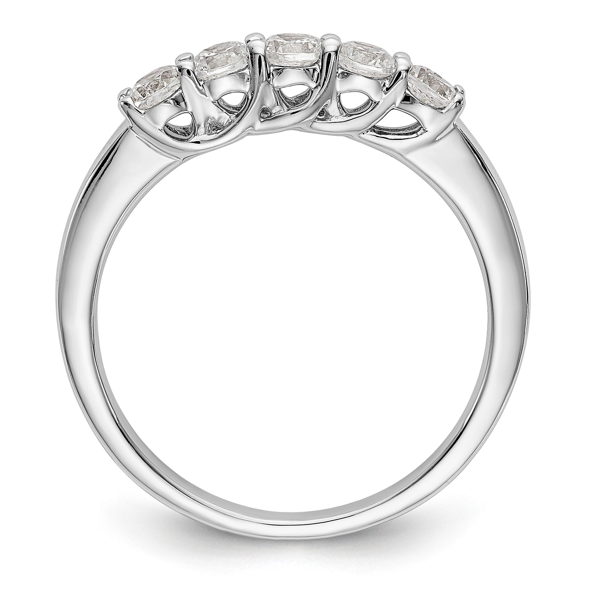 14K Weißgold Ring mit 5 Diamanten, Krappenfassung (geteilt), 0,5K rund, Total