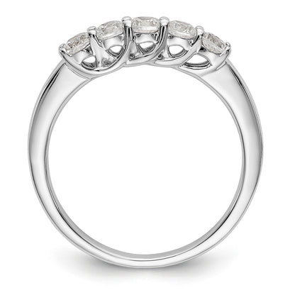 14K Weißgold Ring mit 5 Diamanten, Krappenfassung (geteilt), 0,5K rund, Total