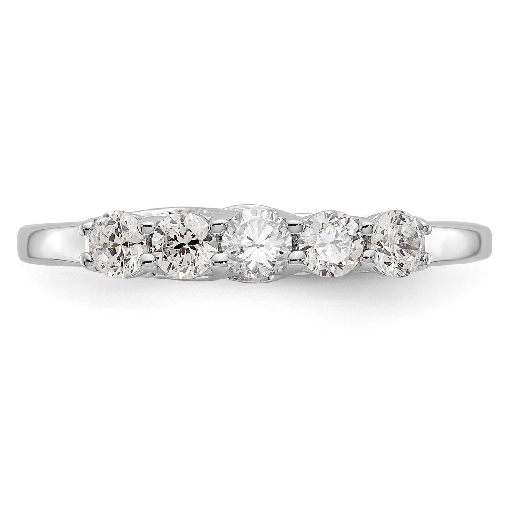 14K Weißgold Ring mit 5 Diamanten, Krappenfassung (geteilt), 0,5K rund, Total