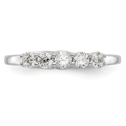 14K Weißgold Ring mit 5 Diamanten, Krappenfassung (geteilt), 0,5K rund, Total