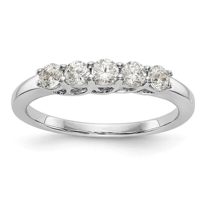 14K Weißgold Ring mit 5 Diamanten, Krappenfassung (geteilt), 0,5K rund, Total