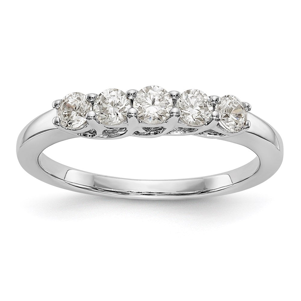 14K Weißgold Ring mit 5 Diamanten (echte Diamanten)