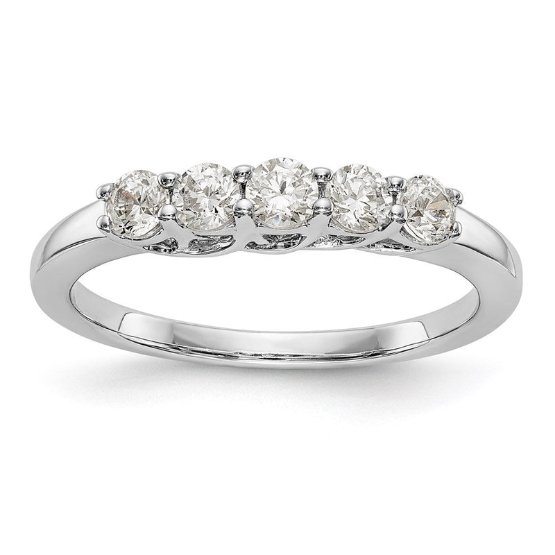 14K Weißgold Ring mit 5 Diamanten (echte Diamanten)