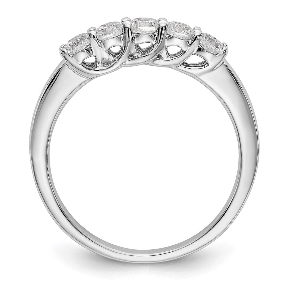 14K Weißgold Ring mit 5 Diamanten, Krappenfassung (geteilt), 0,5K rund, Total