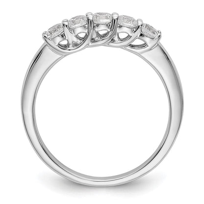 14K Weißgold Ring mit 5 Diamanten, Krappenfassung (geteilt), 0,5K rund, Total