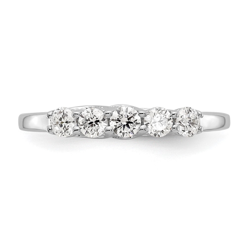 14K Weißgold Ehering mit 5 natürlichen Diamanten, 0,5 ct. Gesamtgewicht