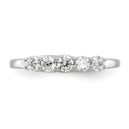 14K Weißgold Ehering mit 5 natürlichen Diamanten, 0,5 ct. Gesamtgewicht