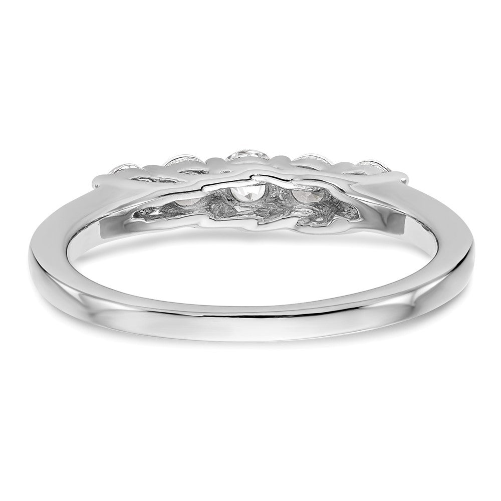 14K Weißgold Ring mit 5 Diamanten, Krappenfassung (geteilt), 0,5K rund, Total