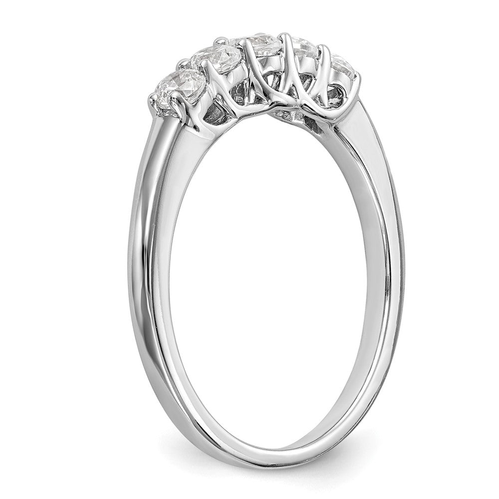 14K Weißgold Ring mit 5 Diamanten, Krappenfassung (geteilt), 0,5K rund, Total