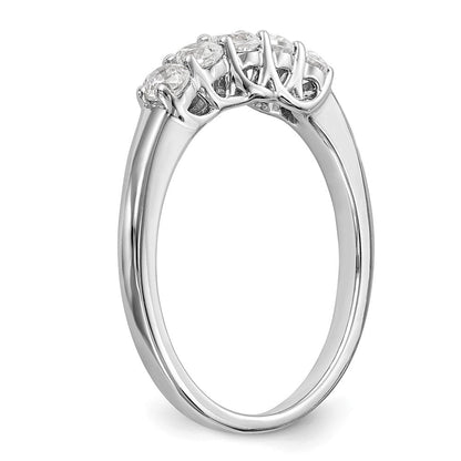 14K Weißgold Ring mit 5 Diamanten, Krappenfassung (geteilt), 0,5K rund, Total