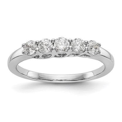 14K Weißgold Ring mit 5 Diamanten, Krappenfassung (geteilt), 0,5K rund, Total