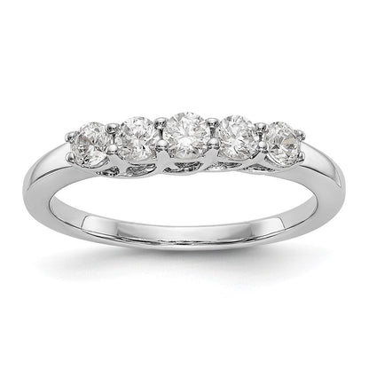 14K Weißgold Ehering mit 5 natürlichen Diamanten, 0,5 ct. Gesamtgewicht