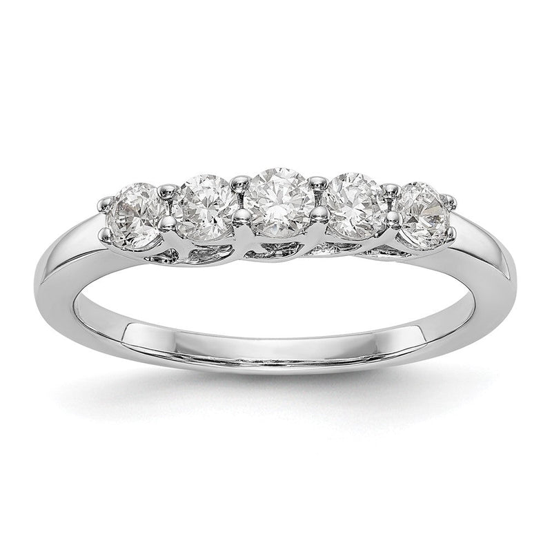 14K Weißgold Ehering mit 5 natürlichen Diamanten, 0,5 ct. Gesamtgewicht