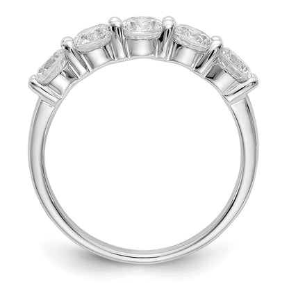 14K Weißgold Fünf-Steine-Modering mit 1 0,33 ct. Laborgezüchteten Diamanten VS/SI+ G+