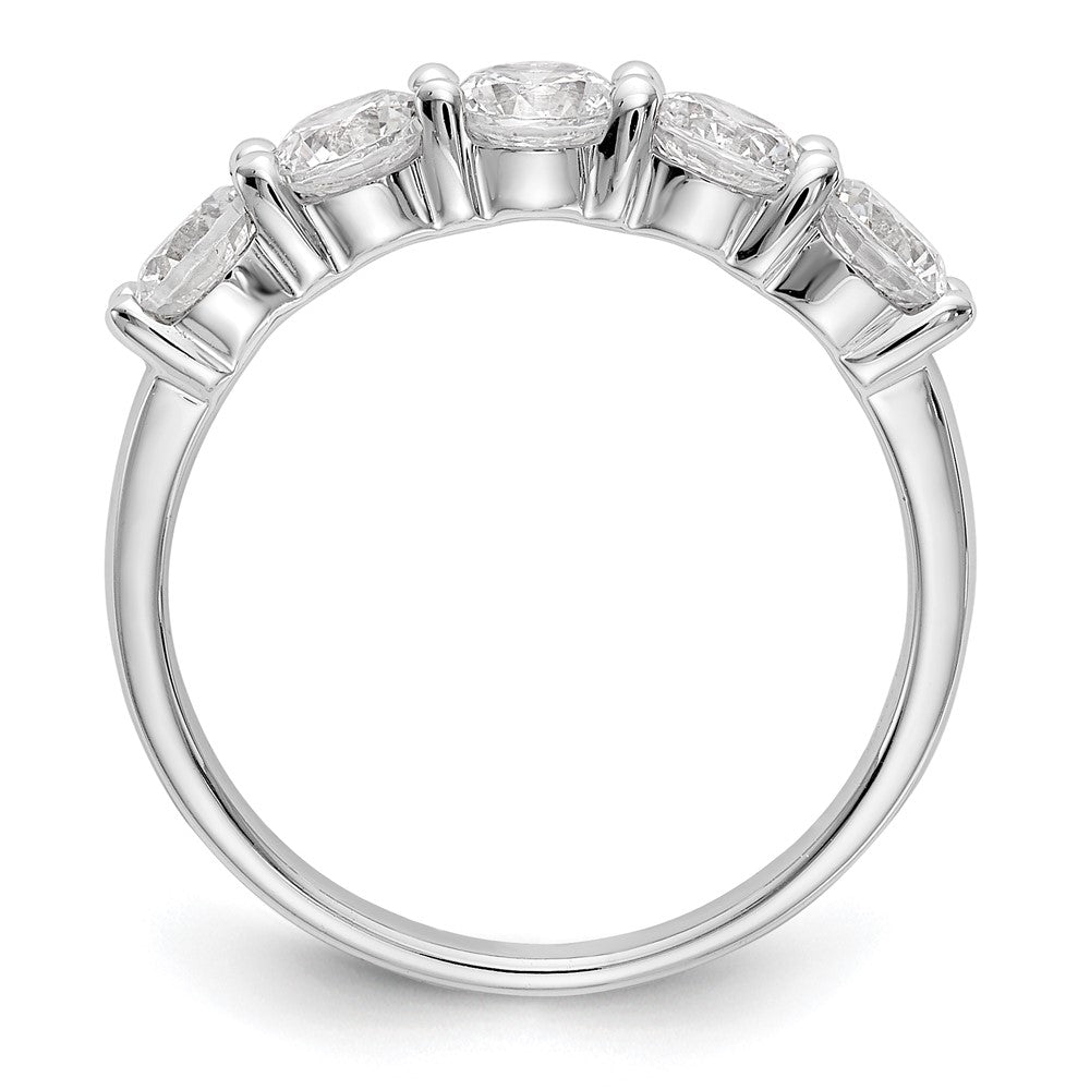 14K Weißgold Ehering mit 5 natürlichen Diamanten, 1,325 ct. Gesamtgewicht