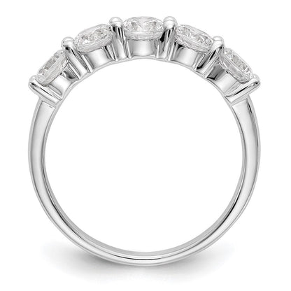 14K Weißgold Ehering mit 5 natürlichen Diamanten, 1,325 ct. Gesamtgewicht