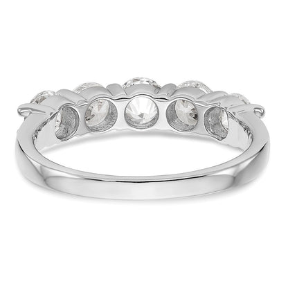 14K Weißgold Ehering mit 5 natürlichen Diamanten, 1,325 ct. Gesamtgewicht