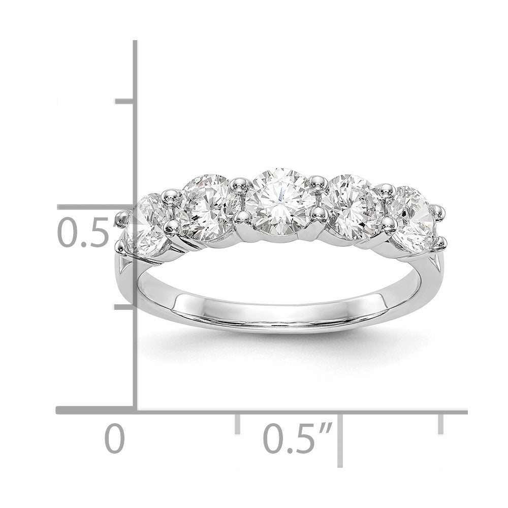 14K Weißgold Ehering mit 5 natürlichen Diamanten, 1,325 ct. Gesamtgewicht