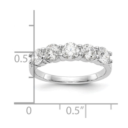 14K Weißgold Ehering mit 5 natürlichen Diamanten, 1,325 ct. Gesamtgewicht