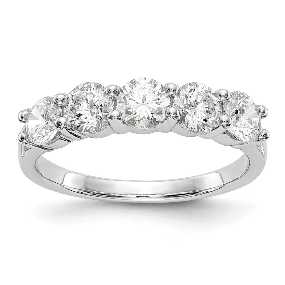 14K Weißgold Fünf-Steine-Modering mit 1 0,33 ct. Laborgezüchteten Diamanten VS/SI+ G+