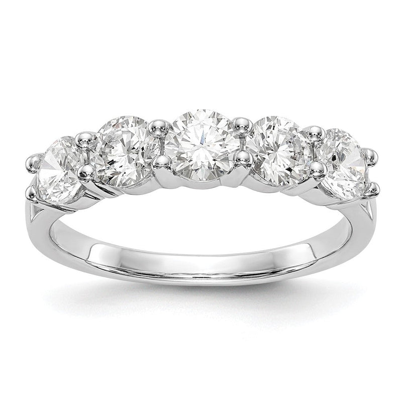 14K Weißgold Fünf-Steine-Modering mit 1 0,33 ct. Laborgezüchteten Diamanten VS/SI+ G+