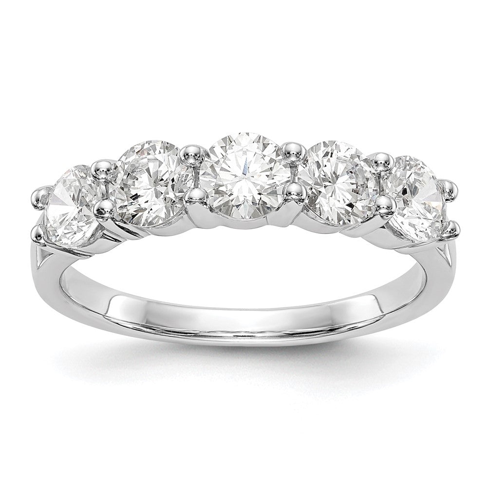 14K Weißgold Ehering mit 5 natürlichen Diamanten, 1,325 ct. Gesamtgewicht