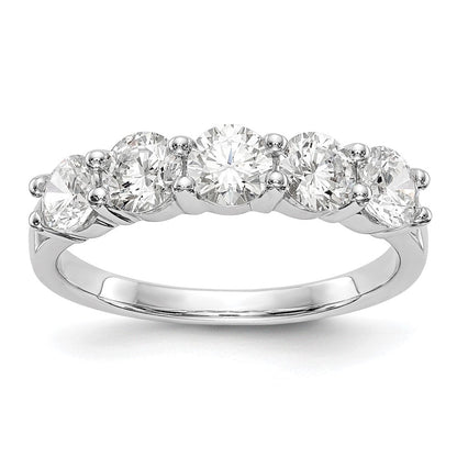 14K Weißgold Ehering mit 5 natürlichen Diamanten, 1,325 ct. Gesamtgewicht