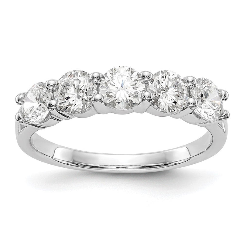 14K Weißgold Ehering mit 5 natürlichen Diamanten, 1,325 ct. Gesamtgewicht