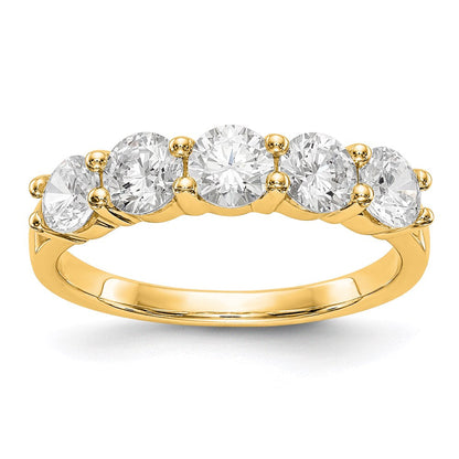 14K Gelbgold Ehering mit 5 echten Diamanten