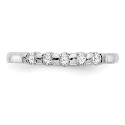 14K Weißgold Ring mit 5 echten Diamanten