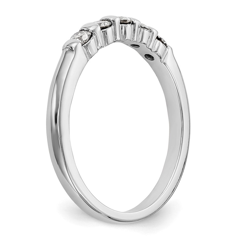 14K Weißgold Ring mit 5 echten Diamanten