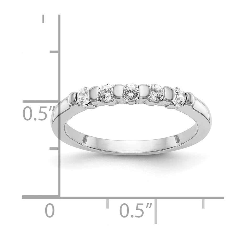 14K Weißgold Ring mit 5 echten Diamanten
