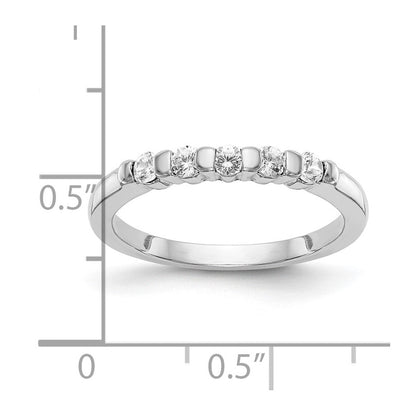 14K Weißgold Ring mit 5 echten Diamanten