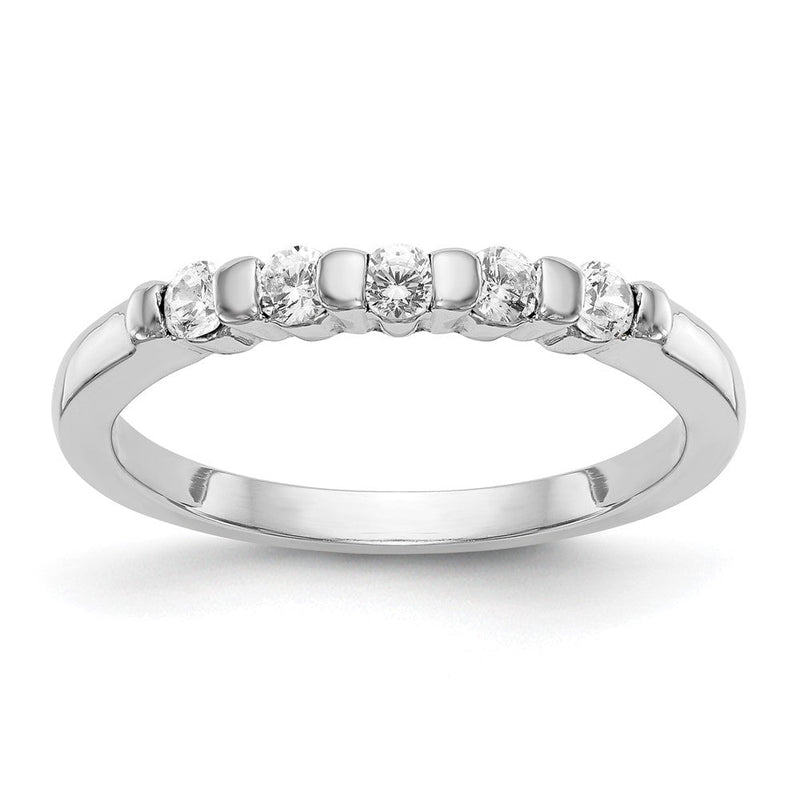 14K Weißgold Ring mit 5 natürlichen Diamanten