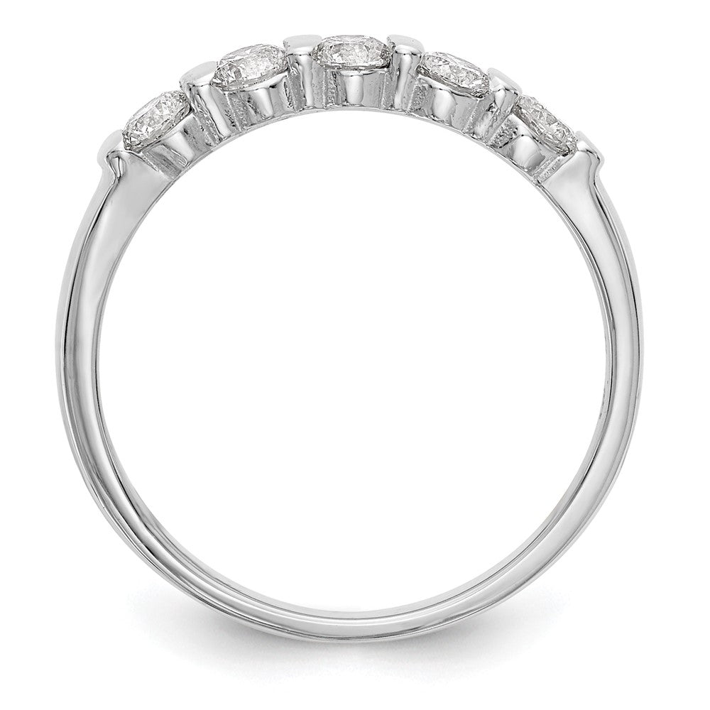 14K Weißgold Ehering mit 5 echten Diamanten