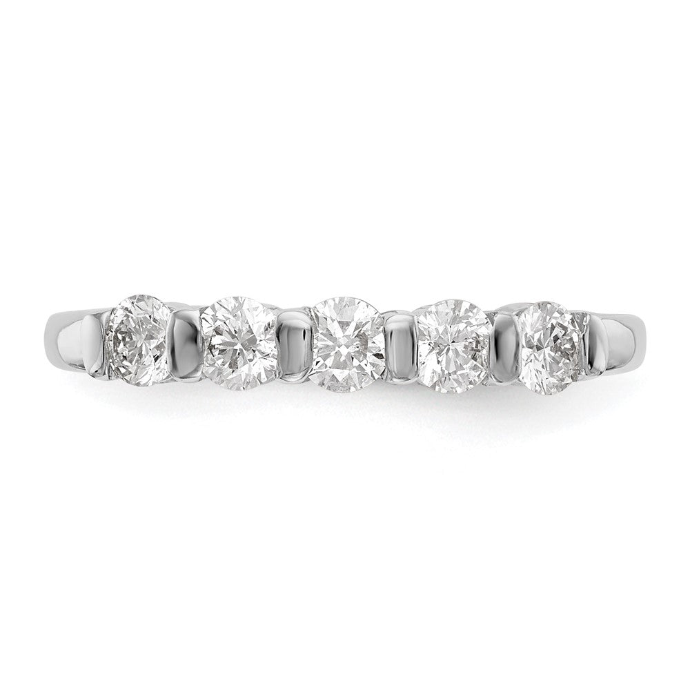 14K Weißgold Ehering mit 5 echten Diamanten