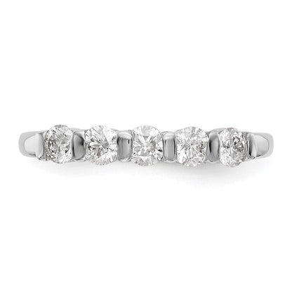 14K Weißgold Ehering mit 5 echten Diamanten