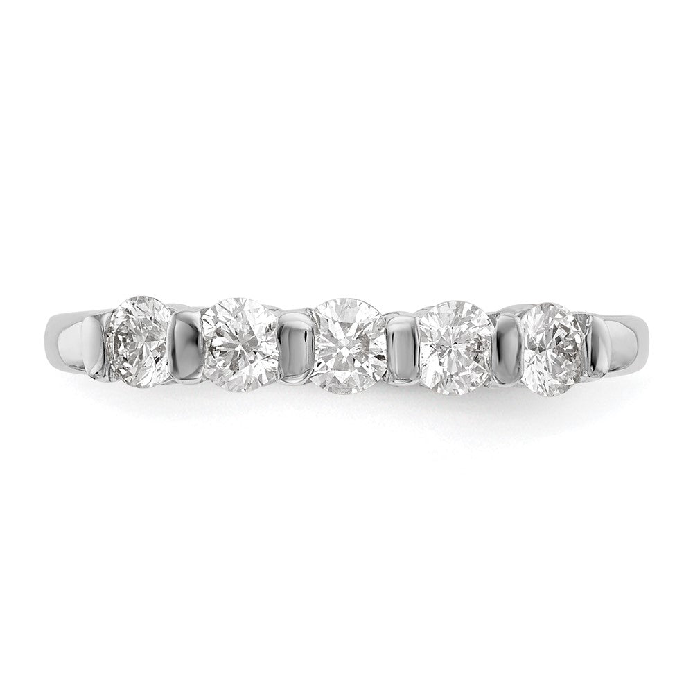 14K Weißgold Ehering mit 5 natürlichen Diamanten, 0,465 ct. Gesamtgewicht
