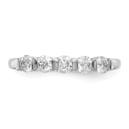 14K Weißgold Ehering mit 5 natürlichen Diamanten, 0,465 ct. Gesamtgewicht
