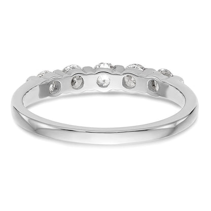 14K Weißgold Ehering mit 5 echten Diamanten