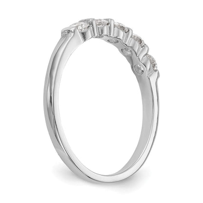 14K Weißgold Ehering mit 5 echten Diamanten