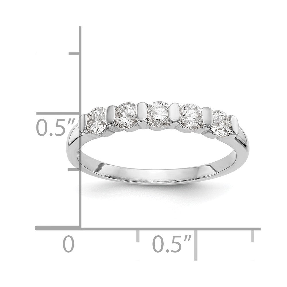 14K Weißgold Ehering mit 5 echten Diamanten