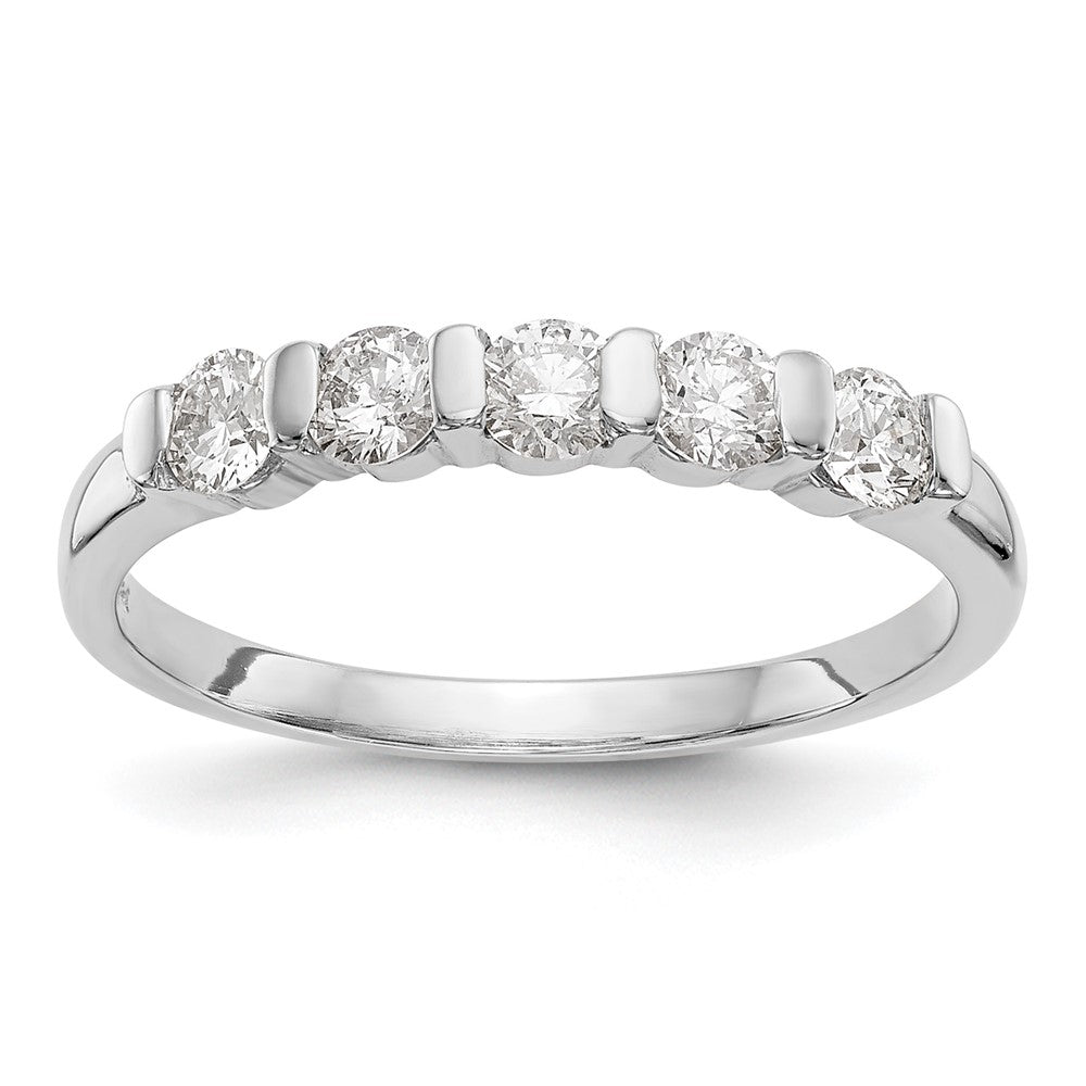 14K Weißgold Ehering mit 5 echten Diamanten